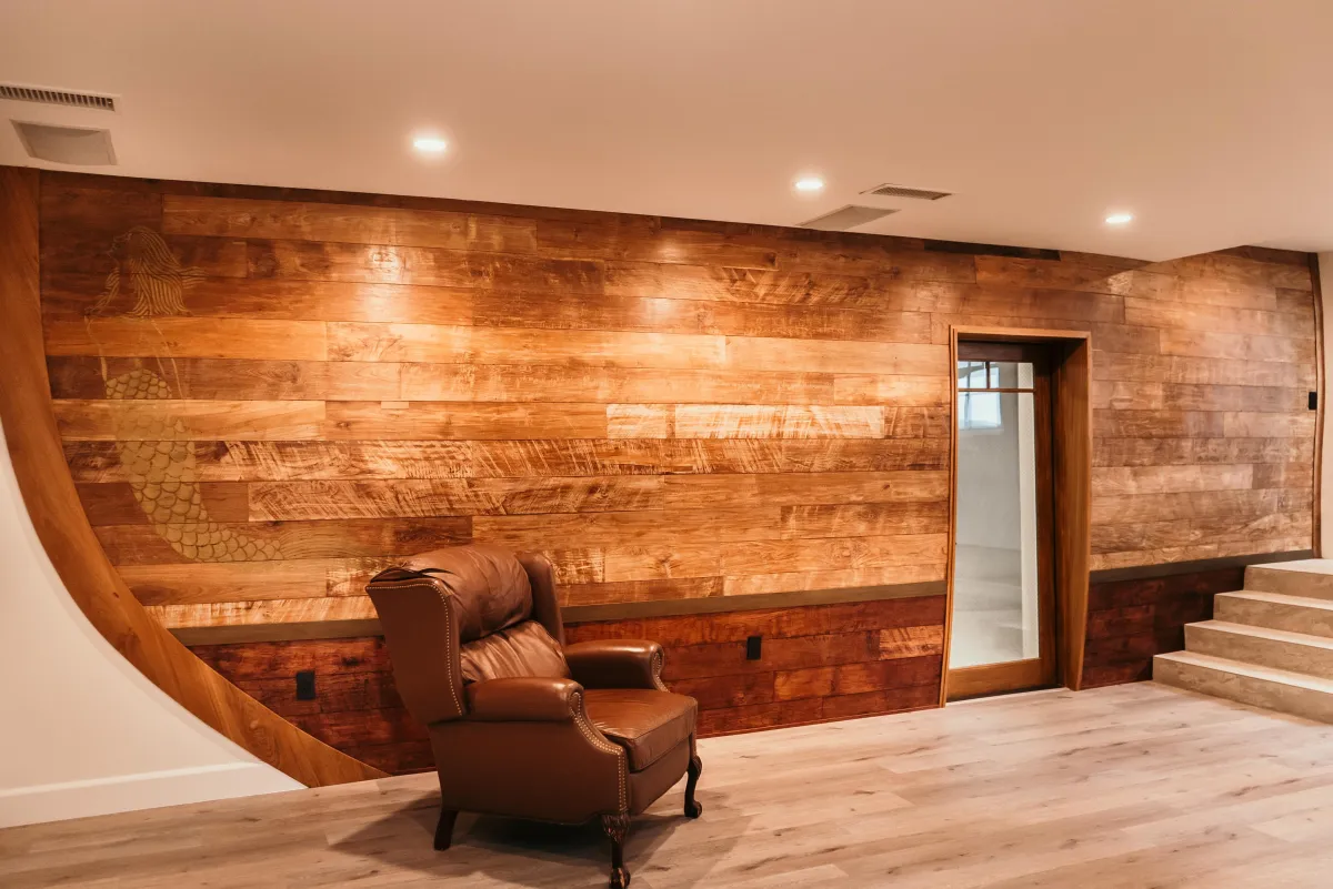 Custom wood-paneled room built by KSH Construction